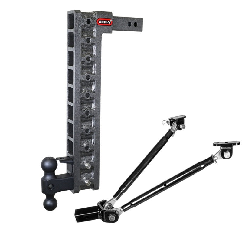 GEN-Y Hitch Gen-Y Mega Duty 2in Shank 22.5in Drop 10K Hitch w/GH-031 Dual-Ball/GH-0100 Stabilizer Kit