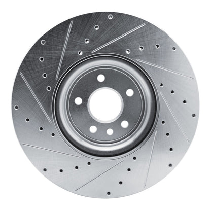 R1 Concepts R1 16-24 Jaguar XF Front Right Drilled & Slotted Silver Brake Rotor