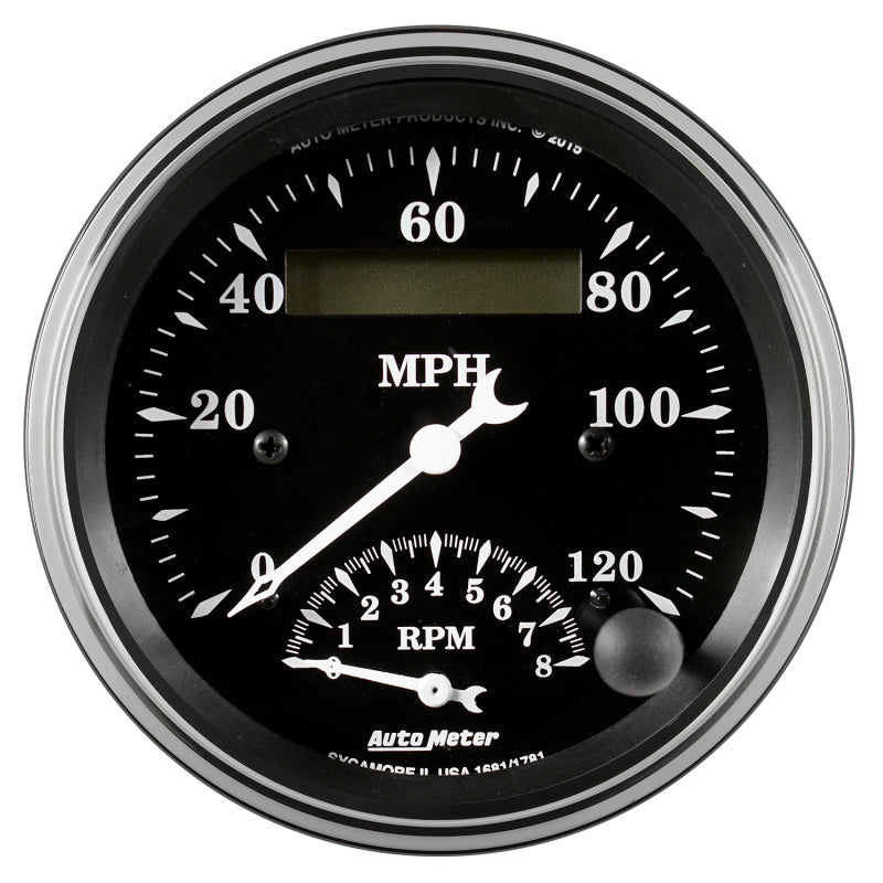 AutoMeter Auto Meter Gauge Tach/Speedo 3 3/8in 120mph & 8k RPM Elec. Program. Old Tyme Blk