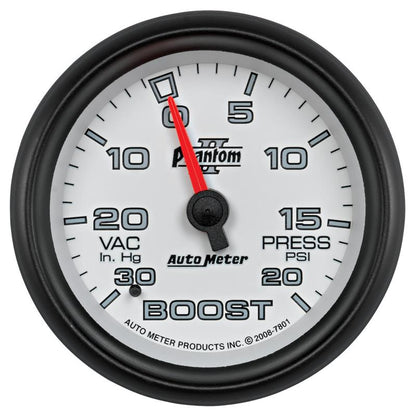 AutoMeter Gauge Vac/Boost 2-5/8in. 30Inhg-20PSI Mechanical Phantom II