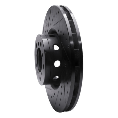 R1 Concepts R1 00-03 BMW M5 Right Front Drilled & Slotted Black Brake Rotor