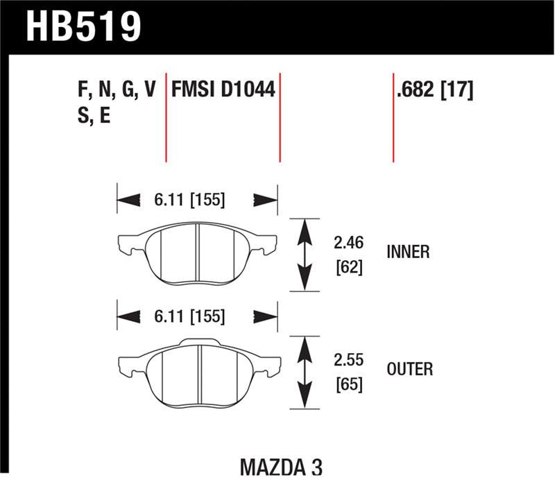 Hawk Performance Hawk HP+ 08-09 Mazda 3 / Ford/ Volvo HP+ Street Front Brake Pads
