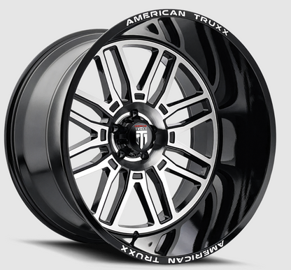 American Truxx AT1915 Restless 24x14 / 6x135 BP / -76mm Offset / 87.1mm Hub Gloss Black Milled Wheel