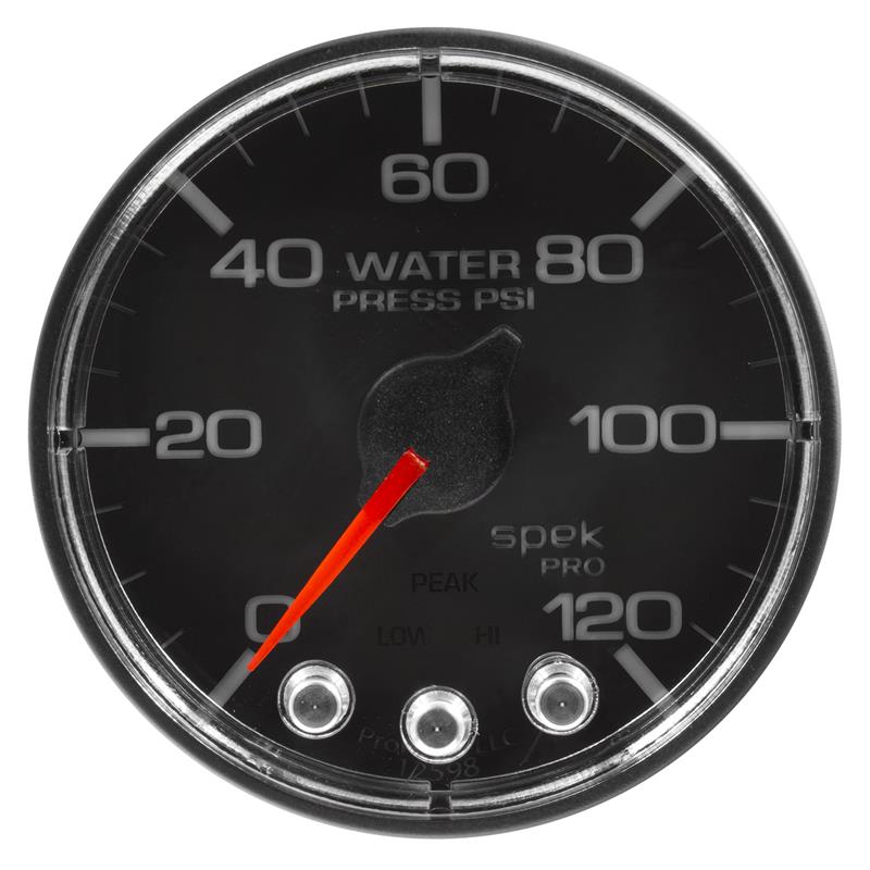 Autometer Spek-Pro Gauge Water Press 2 1/16in 120psi Stepper Motor W/Peak & Warn Blk/Chrm