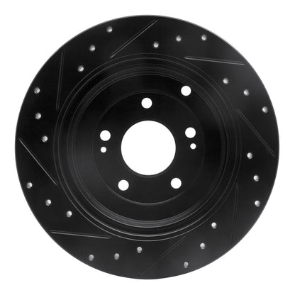 R1 Concepts R1 10-16 Hyundai Genesis Coupe Rear Right Drilled & Slotted Black Brake Rotor
