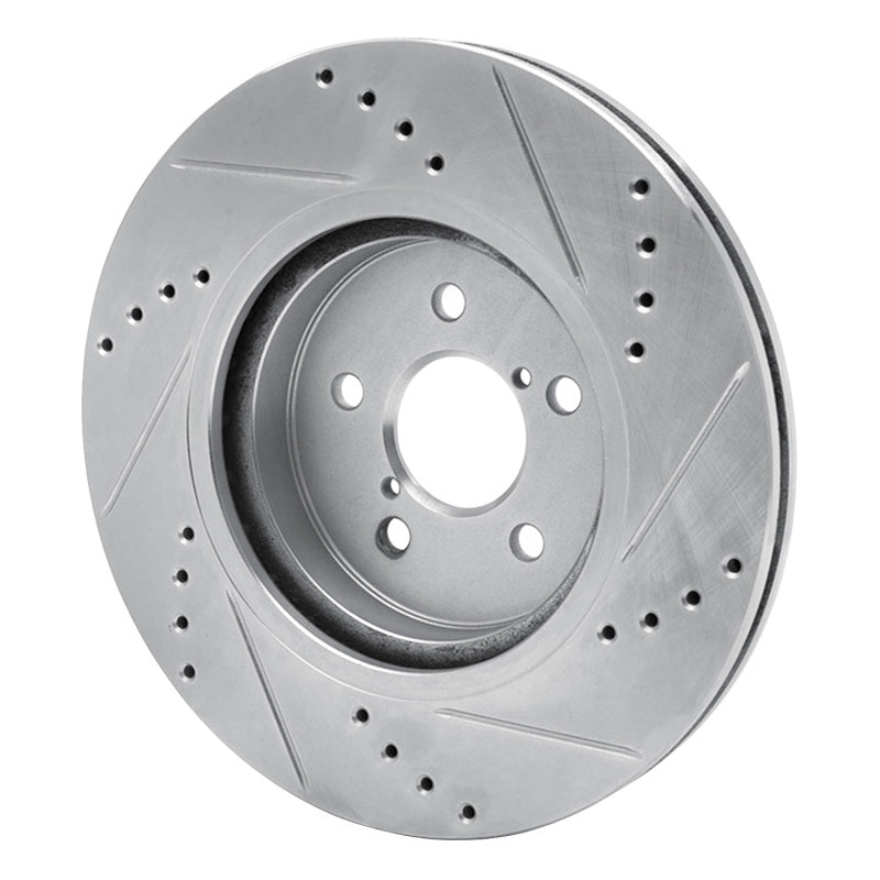 R1 Concepts R1 17-23 Subaru Impreza Front Left Drilled & Slotted Silver Brake Rotor