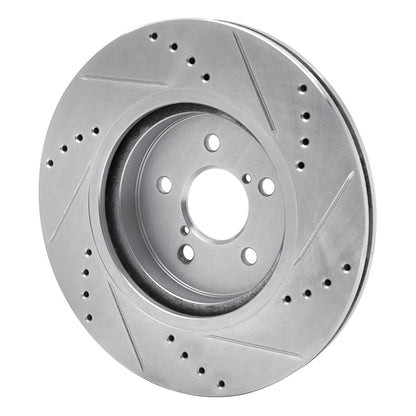 R1 Concepts R1 17-23 Subaru Impreza Front Left Drilled & Slotted Silver Brake Rotor