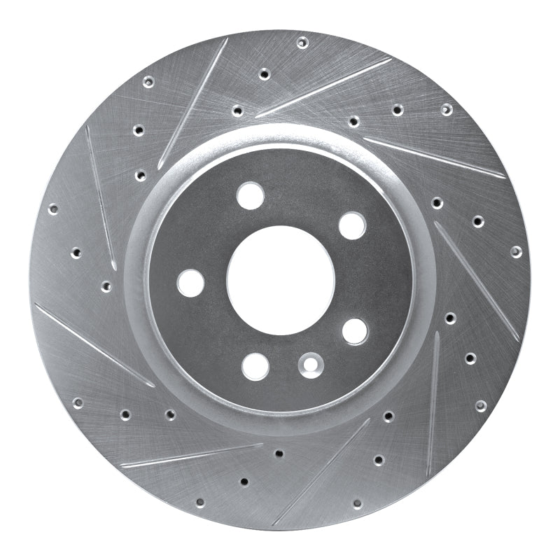 R1 Concepts R1 12-21 Tesla Model S Front Left Drilled & Slotted Silver Brake Rotor