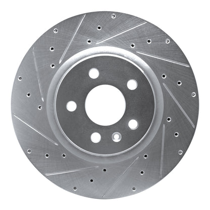 R1 Concepts R1 12-21 Tesla Model S Front Left Drilled & Slotted Silver Brake Rotor