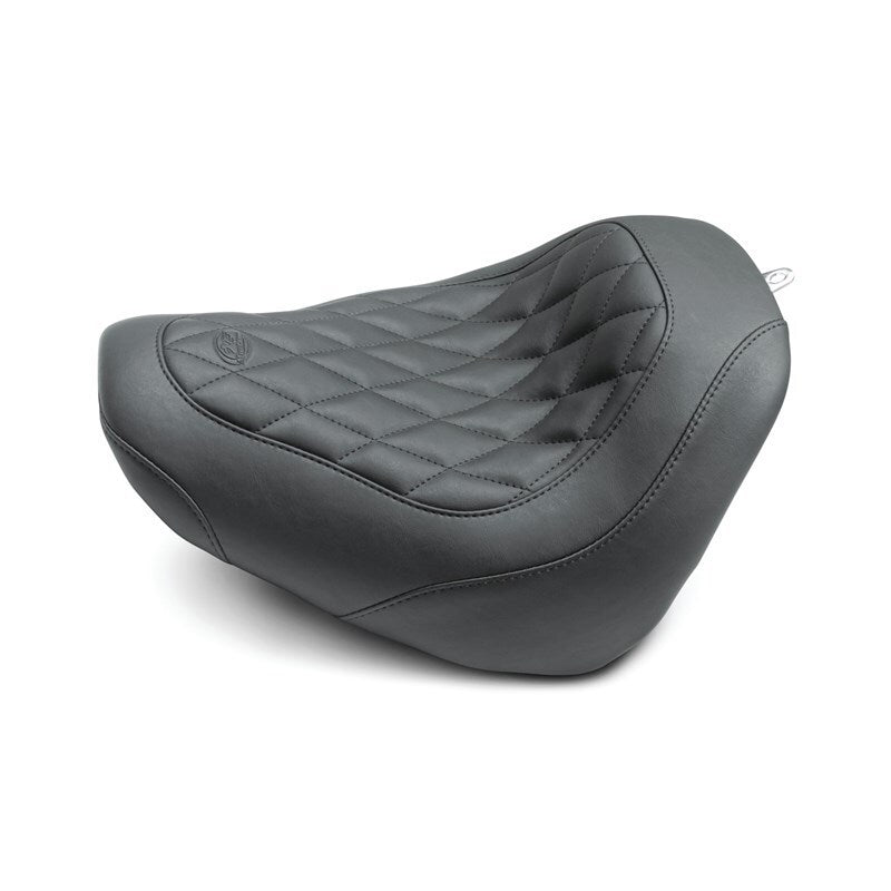 Mustang Motorcycle Mustang 18-21 Harley Fat Bob Wide Tripper Solo Seat Diamond Stitch - Black