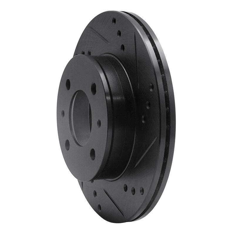 R1 Concepts R1 00-02 Hyundai Accent Front Right Drilled & Slotted Black Brake Rotor