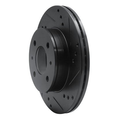 R1 Concepts R1 00-02 Hyundai Accent Front Right Drilled & Slotted Black Brake Rotor