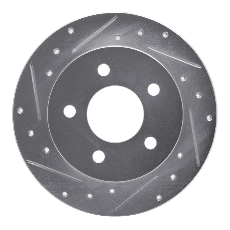 R1 Concepts R1 94-04 Ford Mustang Rear Left Drilled & Slotted Silver Brake Rotor