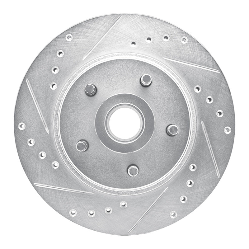 R1 Concepts R1 82-87 Ford Mustang Front Left Drilled & Slotted Silver Brake Rotor