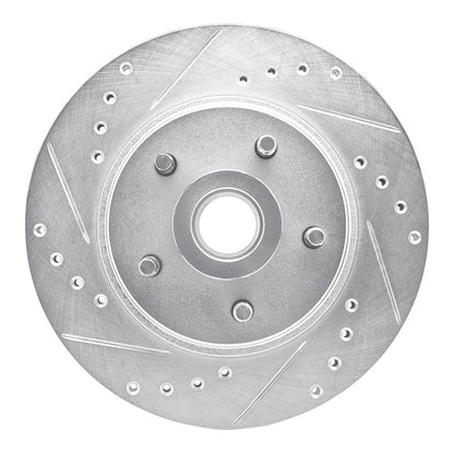 R1 Concepts R1 82-87 Ford Mustang Front Left Drilled & Slotted Silver Brake Rotor