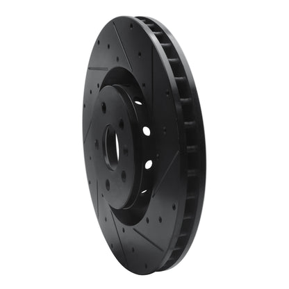 R1 Concepts R1 2009-2015 Cadillac CTS Front Right Drilled & Slotted Black Brake Rotor