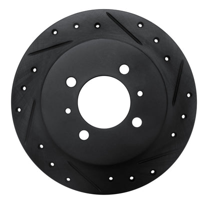 R1 Concepts R1 91-94 Nissan Sentra Rear Right Drilled & Slotted Black Brake Rotor