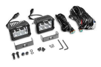 Go Rhino Xplor Bright Series Rectangle LED Spot Light Kit (Surface/Thread Stud Mnt) 4x3 - Blk (Pair)