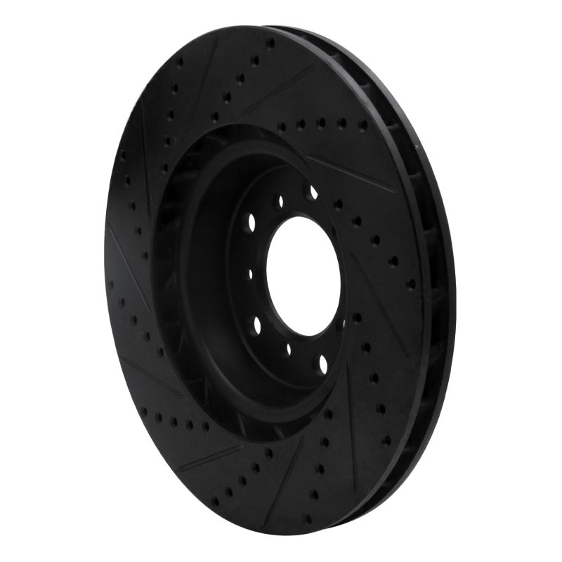 R1 Concepts R1 01-06 BMW M3 Left Front Drilled & Slotted Black Brake Rotor