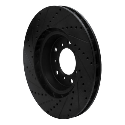 R1 Concepts R1 01-06 BMW M3 Left Front Drilled & Slotted Black Brake Rotor