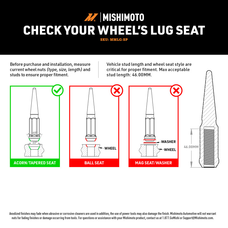 Mishimoto Mishimoto Steel Spiked Lug Nuts M14 x 1.5 32pc Set Gold