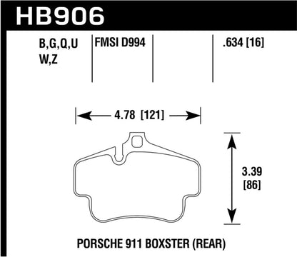 Hawk Performance Hawk 02-10 Porsche 911 HPS 5.0 Rear Brake Pads
