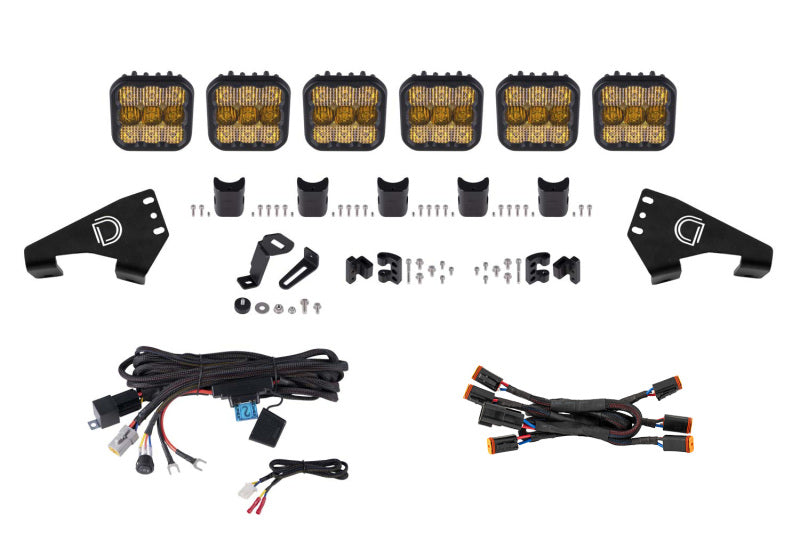 Diode Dynamics 20-Present Polaris RZR SS5 Pro CrossLink Roof - Yellow Combo Lightbar Kit