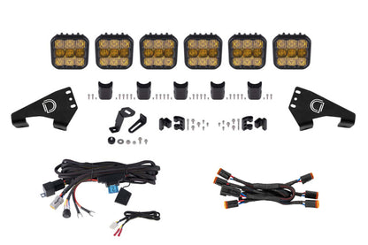 Diode Dynamics 20-Present Polaris RZR SS5 Pro CrossLink Roof - Yellow Combo Lightbar Kit