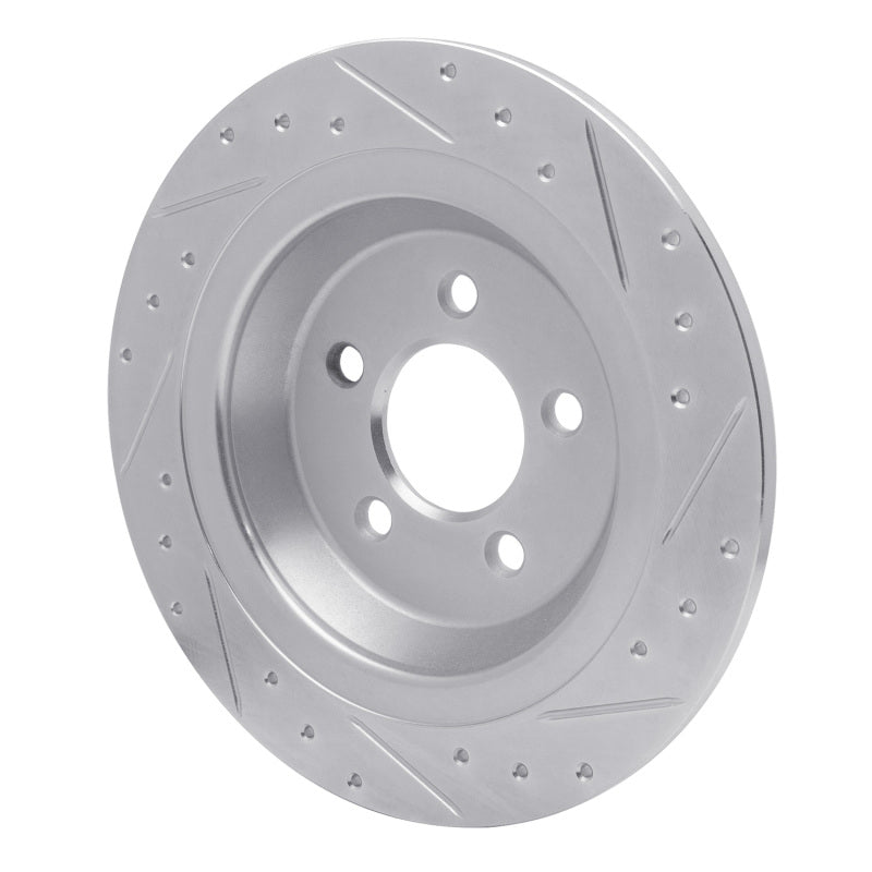 R1 Concepts R1 15-23 Ford Mustang Rear Left Drilled & Slotted Silver Brake Rotor