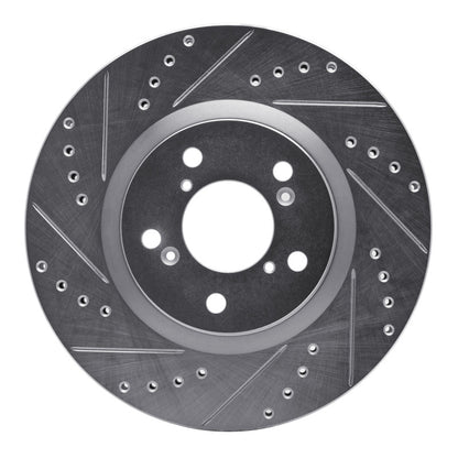 R1 Concepts R1 09-14 Acura TL Front Left Drilled & Slotted Silver Brake Rotor