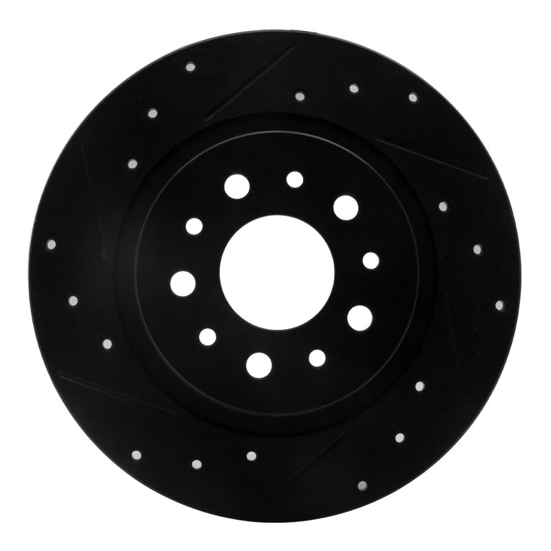 R1 Concepts R1 14-19 Fiat 500L Rear Left Drilled & Slotted Black Brake Rotor