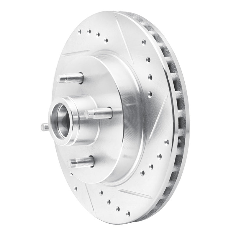 R1 Concepts R1 87-93 Ford Mustang Front Right Drilled & Slotted Silver Brake Rotor