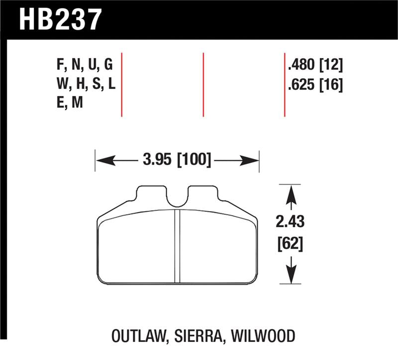 Hawk Performance Hawk Wilwood BB / AP Racing / Outlaw Black Rear Brake Pads