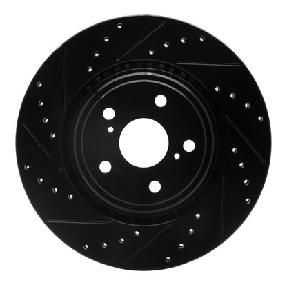 R1 Concepts R1 08-21 Lexus NX200T Front Left Drilled & Slotted Black Brake Rotor