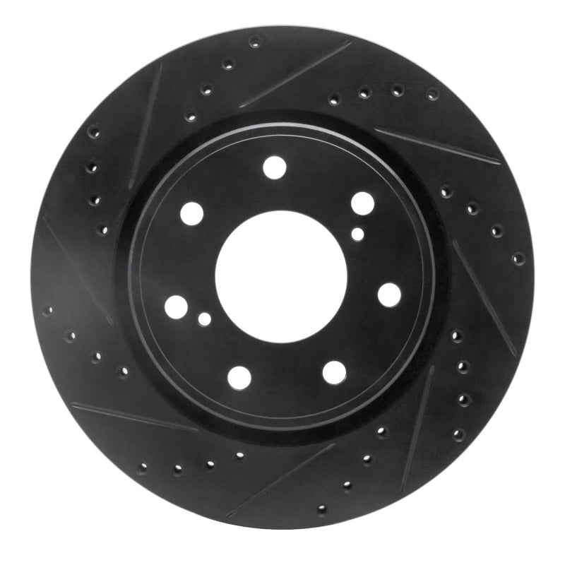 R1 Concepts R1 10-14 Ford F-150 4WD Front Left Drilled & Slotted Black Brake Rotor