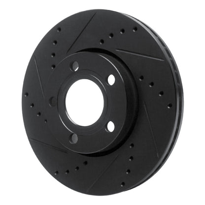 R1 Concepts R1 85-91 Audi 200 Quattro Front Left Drilled & Slotted Black Brake Rotor
