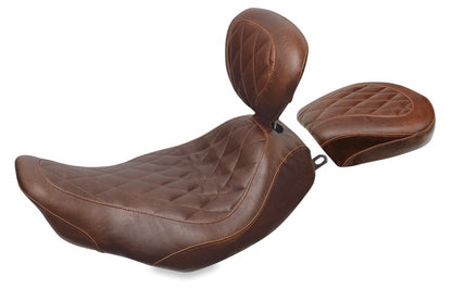 Mustang Motorcycle Mustang 97-07 Harley Rd King, 06-07 Str Glide, 00-05 Eagle Wide Tripper Solo Seat w/DBR - Brown