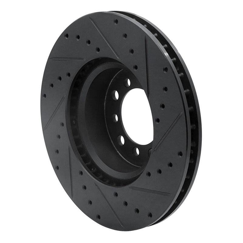 R1 Concepts R1 85-91 Mercedes-Benz 300SE Front Left Drilled & Slotted Black Brake Rotor