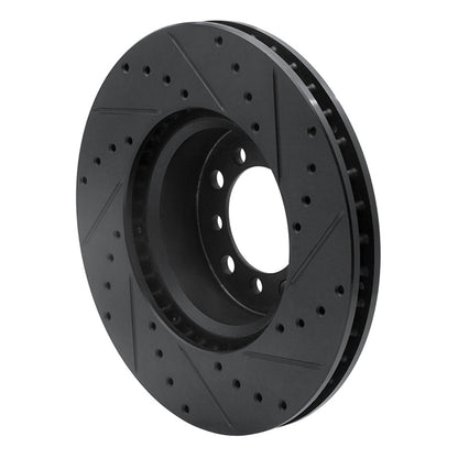 R1 Concepts R1 85-91 Mercedes-Benz 300SE Front Left Drilled & Slotted Black Brake Rotor