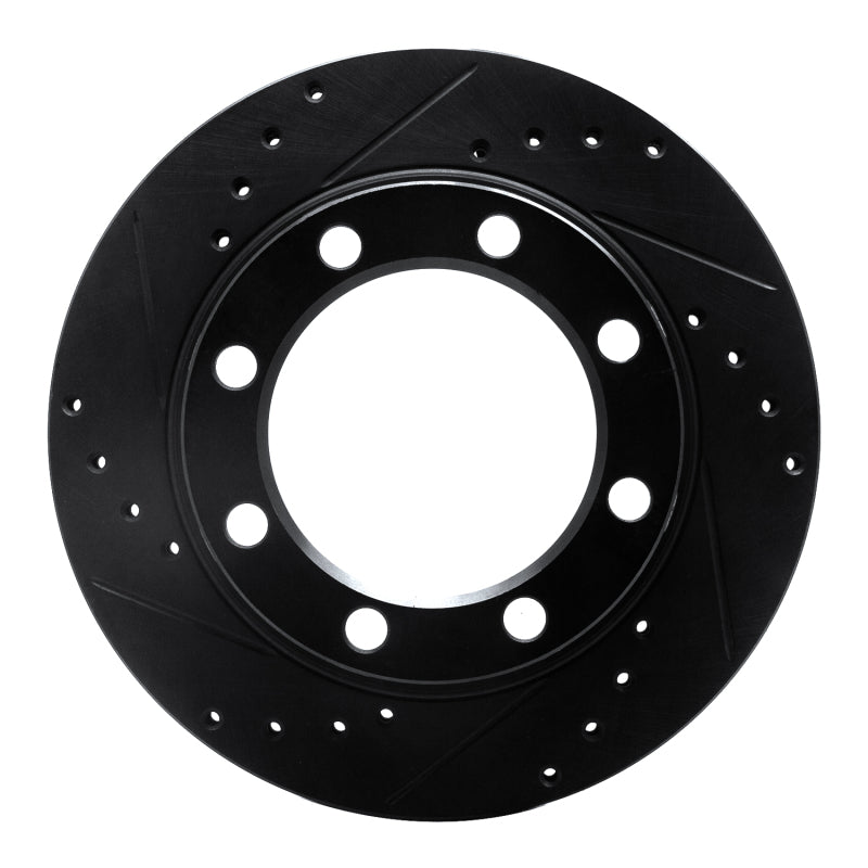 R1 Concepts R1 71-91 Chevrolet C30 Pickup Front Left Drilled & Slotted Black Brake Rotor