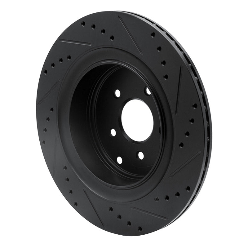 R1 Concepts R1 09-24 Infiniti Q70L Rear Left Drilled & Slotted Black Brake Rotor