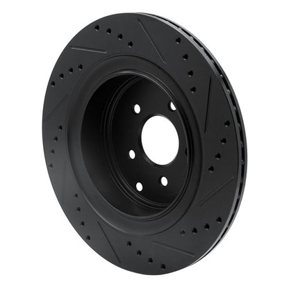 R1 Concepts R1 09-24 Infiniti Q70L Rear Left Drilled & Slotted Black Brake Rotor