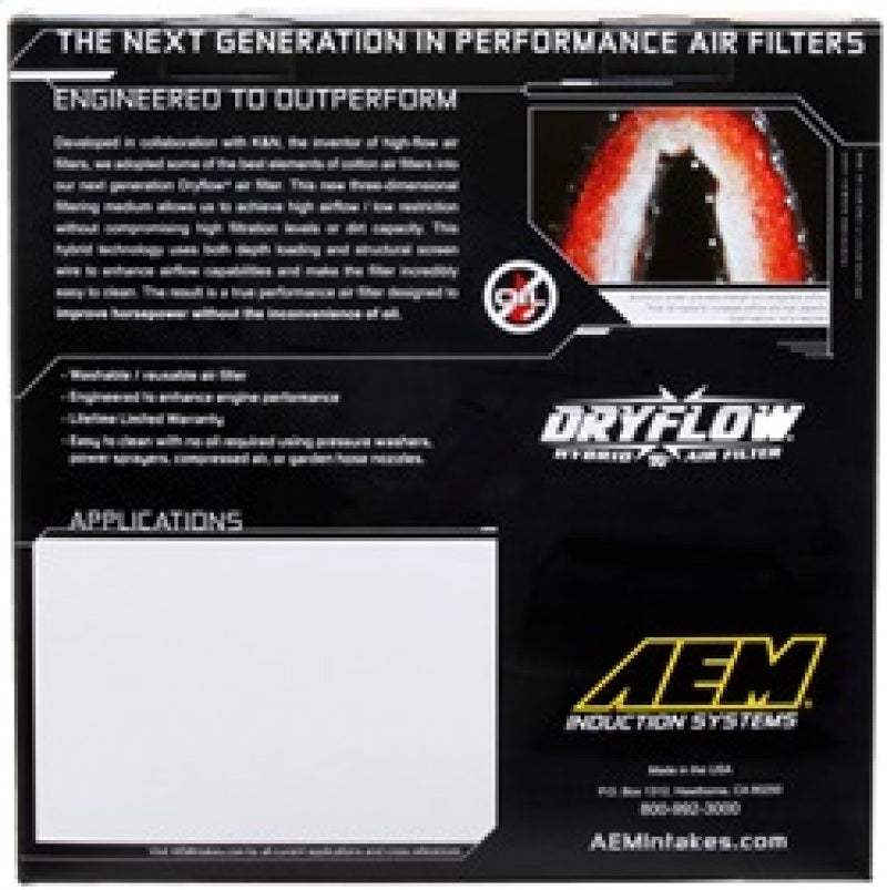AEM Induction AEM 10 Dodge Ram 2500/3500 6.7L L6 DSL 11in L x 9.75in W x 6.5in H Replacement DryFlow Air Filter