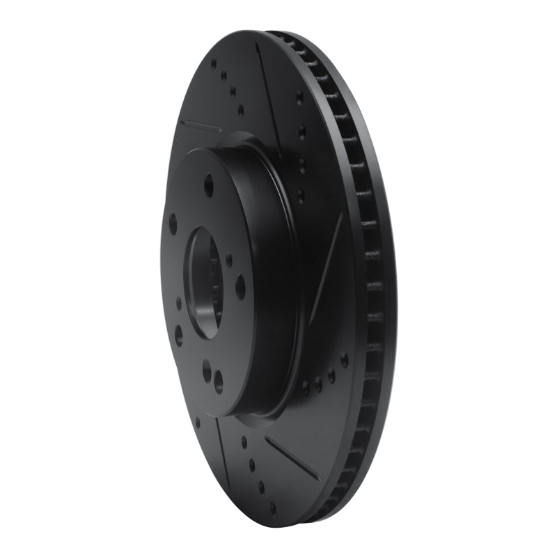 R1 Concepts R1 2016-2025 Honda Civic Coupe Front Right Drilled & Slotted Black Brake Rotor