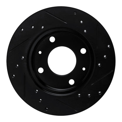 R1 Concepts R1 89-98 Hyundai Sonata Front Left Drilled & Slotted Black Brake Rotor