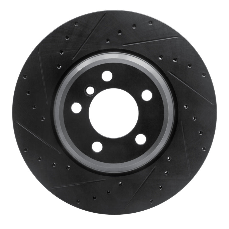 R1 Concepts R1 02-08 BMW 745LI Front Left Drilled & Slotted Black Brake Rotor