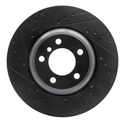 R1 Concepts R1 02-08 BMW 745LI Front Left Drilled & Slotted Black Brake Rotor