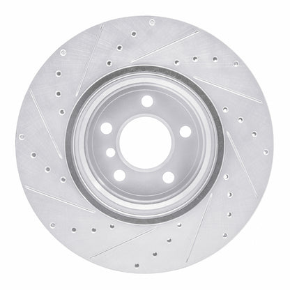 R1 Concepts R1 07-19 BMW X6 Rear Right Drilled & Slotted Silver Brake Rotor