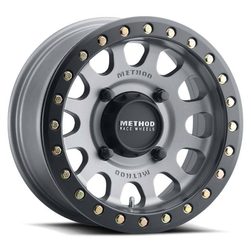 Method Wheels Method MR401 UTV Beadlock 15x6 / 5+1/53mm Offset / 4x136 / 106mm CB Titanium Wheel- Matte Black Ring