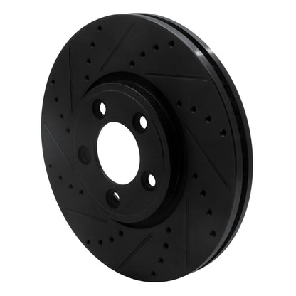 R1 Concepts R1 06-08 Jaguar S-Type Front Left Drilled & Slotted Black Brake Rotor